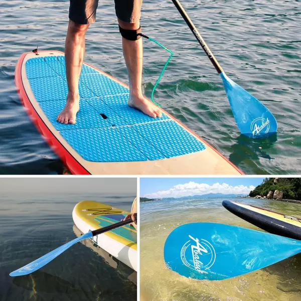 Abahub Carbon SUP Paddles 1 x 3 Section Adjustable 67quot  86quot Carbon Fiber Shaft Lightweight Standup Paddle Oars for Paddleboards with a Carrying BagCarbon Fiber Shaft  Blue Wave Print Plastic Blade