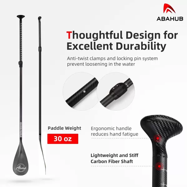 Abahub Carbon SUP Paddles 1 x 3 Section Adjustable 67quot  86quot Carbon Fiber Shaft Lightweight Standup Paddle Oars for Paddleboards with a Carrying BagCarbon Fiber Shaft  Carbon Fiber Print Plastic Blade