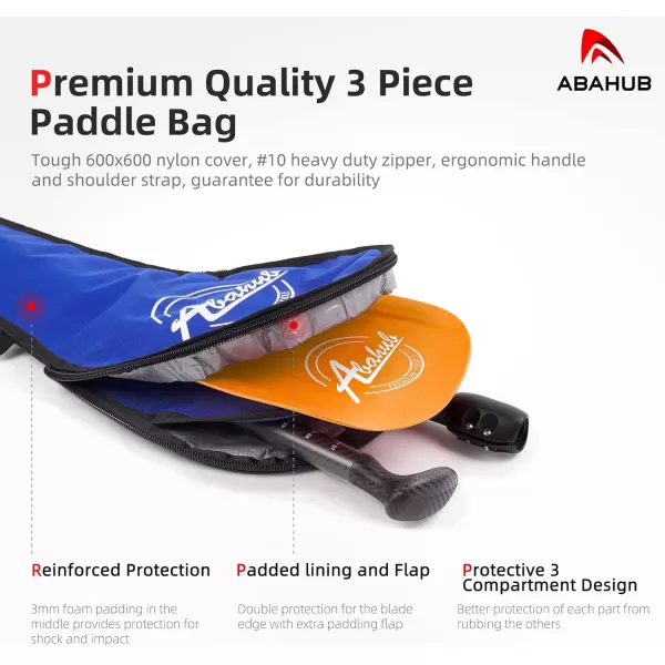 Abahub Carbon SUP Paddles 1 x 3 Section Adjustable 67quot  86quot Carbon Fiber Shaft Lightweight Standup Paddle Oars for Paddleboards with a Carrying BagCarbon Fiber Shaft  Orange Wave Print Plastic Blade