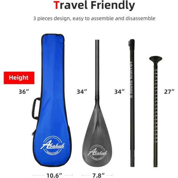 Abahub Carbon SUP Paddles 1 x 3 Section Adjustable 67quot  86quot Carbon Fiber Shaft Lightweight Standup Paddle Oars for Paddleboards with a Carrying BagCarbon Fiber Shaft  Carbon Fiber Print Plastic Blade