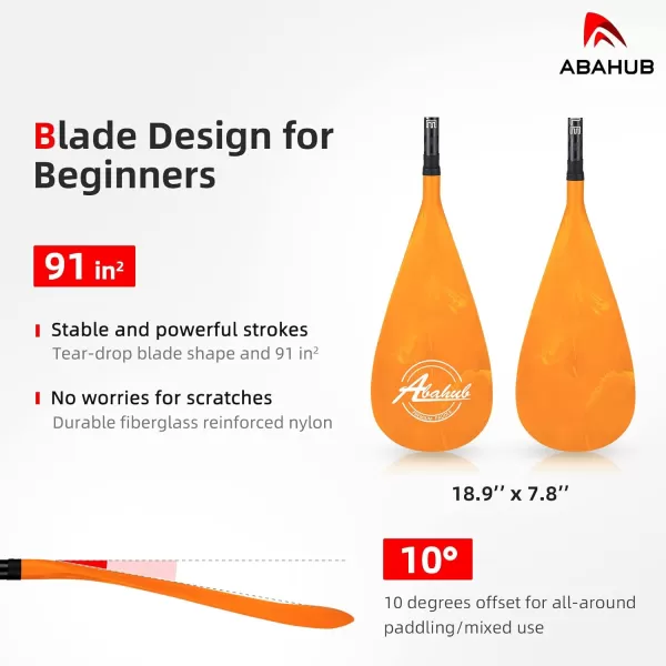Abahub Carbon SUP Paddles 1 x 3 Section Adjustable 67quot  86quot Carbon Fiber Shaft Lightweight Standup Paddle Oars for Paddleboards with a Carrying BagCarbon Fiber Shaft  Orange Wave Print Plastic Blade
