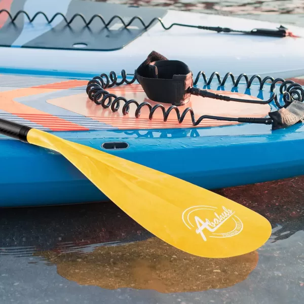 Abahub Carbon SUP Paddles 1 x 3 Section Adjustable 67quot  86quot Carbon Fiber Shaft Lightweight Standup Paddle Oars for Paddleboards with a Carrying BagCarbon Fiber Shaft  Yellow Wave Print Plastic Blad