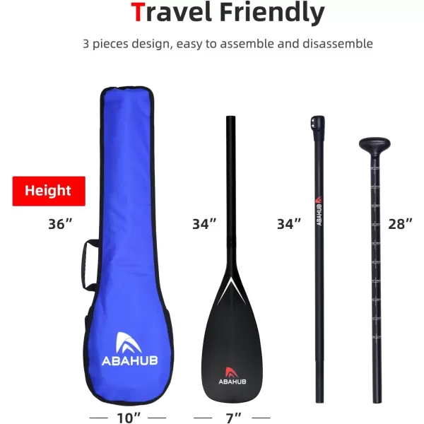 Abahub Carbon SUP Paddles 1 x 3 Section Adjustable 67quot  86quot Carbon Fiber Shaft Lightweight Standup Paddle Oars for Paddleboards with a Carrying BagFull Carbon Fiber Paddle