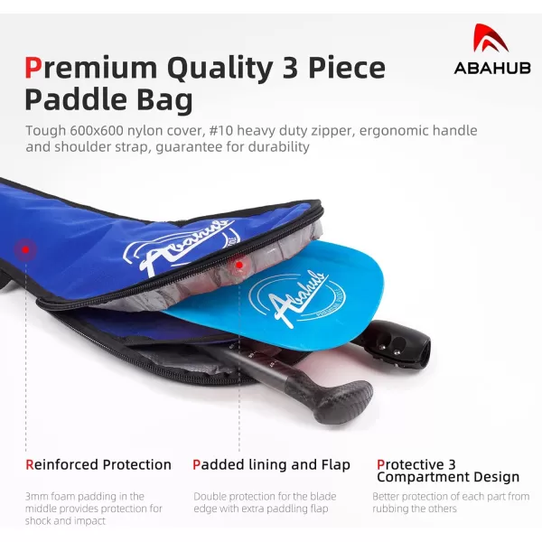 Abahub Carbon SUP Paddles 1 x 3 Section Adjustable 67quot  86quot Carbon Fiber Shaft Lightweight Standup Paddle Oars for Paddleboards with a Carrying BagCarbon Fiber Shaft  Blue Wave Print Plastic Blade