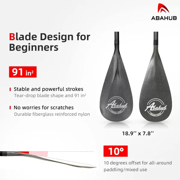 Abahub Carbon SUP Paddles 1 x 3 Section Adjustable 67quot  86quot Carbon Fiber Shaft Lightweight Standup Paddle Oars for Paddleboards with a Carrying BagCarbon Fiber Shaft  Carbon Fiber Print Plastic Blade