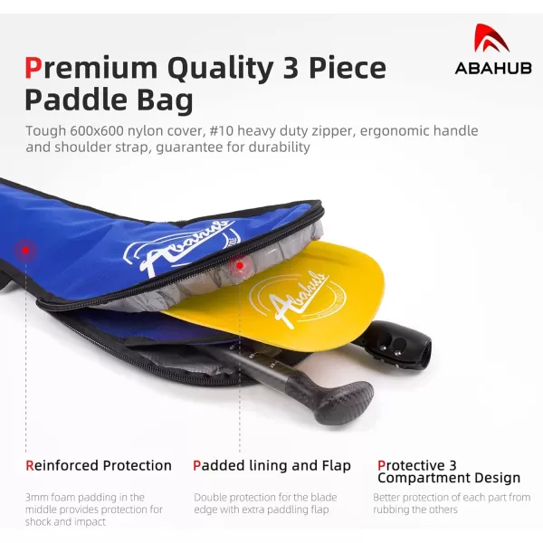Abahub Carbon SUP Paddles 1 x 3 Section Adjustable 67quot  86quot Carbon Fiber Shaft Lightweight Standup Paddle Oars for Paddleboards with a Carrying BagCarbon Fiber Shaft  Yellow Wave Print Plastic Blad