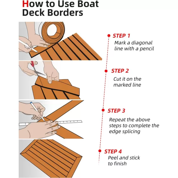 Abahub EVA Foam Boat Decking 96x4563628824168 48x168 SelfAdhesive Faux Teak Marine Flooring Sheet Traction Pad for Boats Surfboard Swim Platform RV FloorBrown with Black LinesBorder