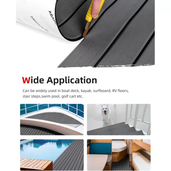 Abahub EVA Foam Boat Decking 96x4563628824168 48x168 SelfAdhesive Faux Teak Marine Flooring Sheet Traction Pad for Boats Surfboard Swim Platform RV FloorDark Gray with Black Lines