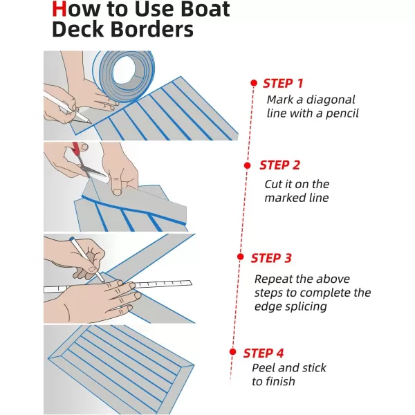 Abahub EVA Foam Boat Decking 96x4563628824168 48x168 SelfAdhesive Faux Teak Marine Flooring Sheet Traction Pad for Boats Surfboard Swim Platform RV FloorGray with Blue LinesBorder