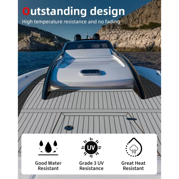 Abahub EVA Foam Boat Decking 96x4563628824168 48x168 SelfAdhesive Faux Teak Marine Flooring Sheet Traction Pad for Boats Surfboard Swim Platform RV FloorGray with Black LinesBorder