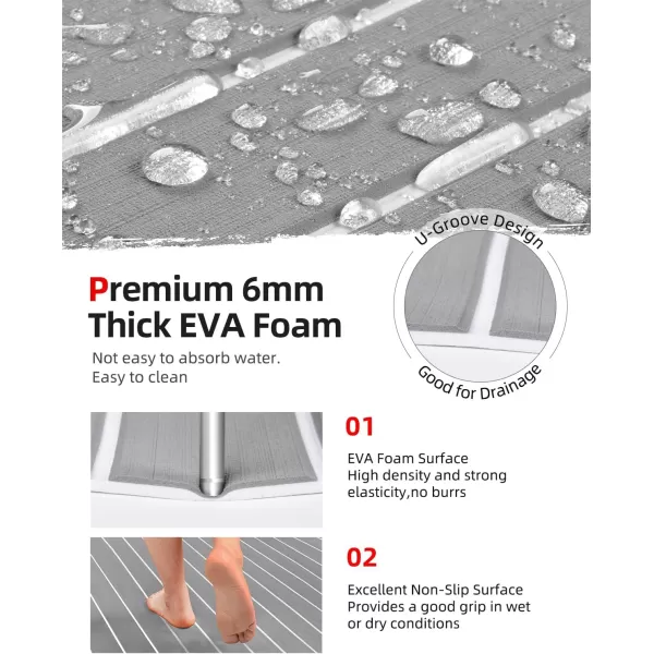 Abahub EVA Foam Boat Decking 96x4563628824168 48x168 SelfAdhesive Faux Teak Marine Flooring Sheet Traction Pad for Boats Surfboard Swim Platform RV FloorGray with White LinesBorder