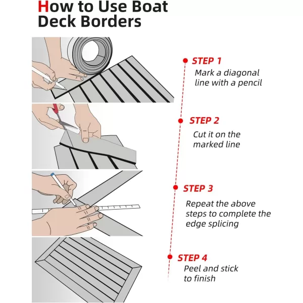 Abahub EVA Foam Boat Decking 96x4563628824168 48x168 SelfAdhesive Faux Teak Marine Flooring Sheet Traction Pad for Boats Surfboard Swim Platform RV FloorGray with Black LinesBorder