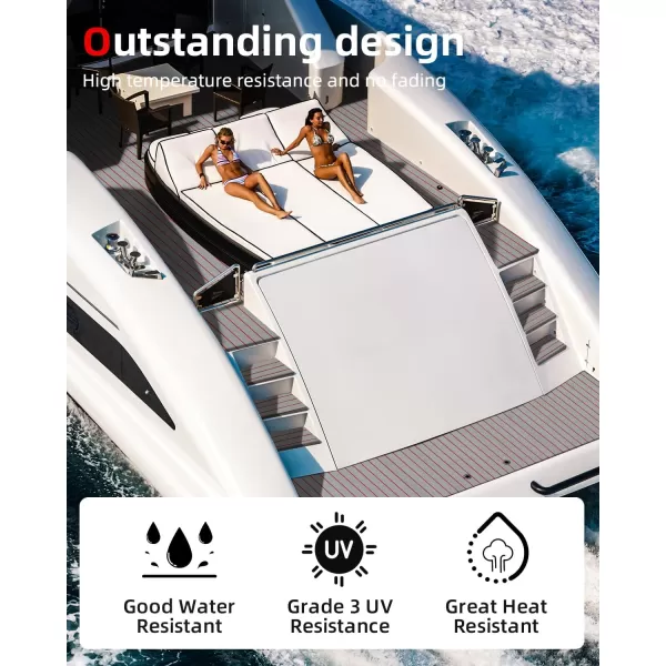 Abahub EVA Foam Boat Decking 96x4563628824168 48x168 SelfAdhesive Faux Teak Marine Flooring Sheet Traction Pad for Boats Surfboard Swim Platform RV FloorGray with Red Lines