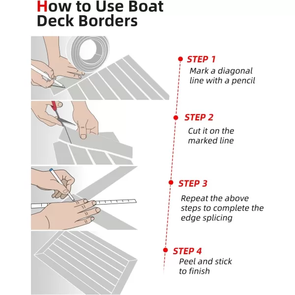 Abahub EVA Foam Boat Decking 96x4563628824168 48x168 SelfAdhesive Faux Teak Marine Flooring Sheet Traction Pad for Boats Surfboard Swim Platform RV FloorGray with White LinesBorder