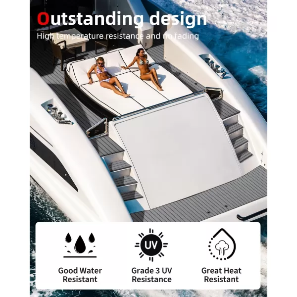 Abahub EVA Foam Boat Decking 96x4563628824168 48x168 SelfAdhesive Faux Teak Marine Flooring Sheet Traction Pad for Boats Surfboard Swim Platform RV FloorGray with Black Lines