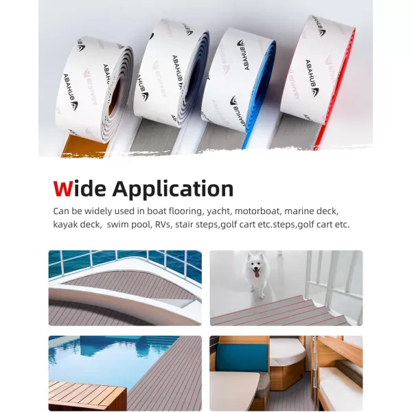 Abahub EVA Foam Boat Decking 96x4563628824168 48x168 SelfAdhesive Faux Teak Marine Flooring Sheet Traction Pad for Boats Surfboard Swim Platform RV FloorGray with Red LinesBorder