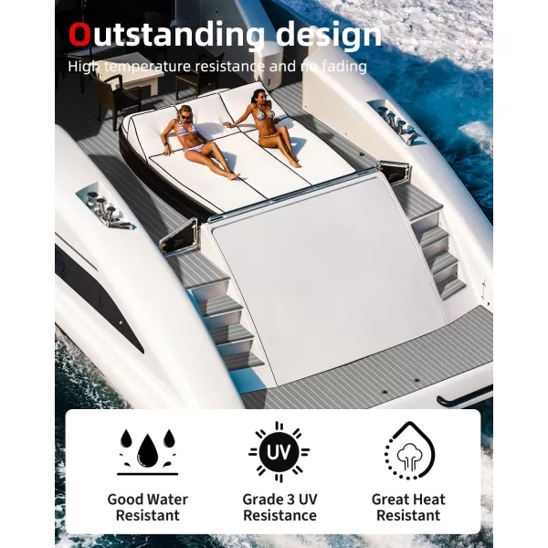 Abahub EVA Foam Boat Decking 96x4563628824168 48x168 SelfAdhesive Faux Teak Marine Flooring Sheet Traction Pad for Boats Surfboard Swim Platform RV FloorGray with White Lines