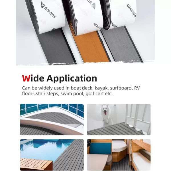 Abahub EVA Foam Boat Decking 96x4563628824168 48x168 SelfAdhesive Faux Teak Marine Flooring Sheet Traction Pad for Boats Surfboard Swim Platform RV FloorGray with Black LinesBorder