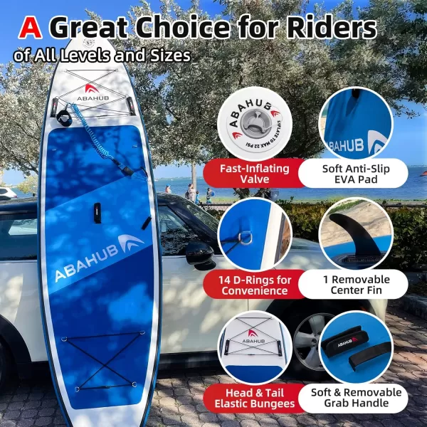 Abahub Inflatable SUP Wide 106quot x 31quot34quot x 106quot iSUP Blue Standup Paddleboard with Adjustable SUP Kayak Paddle for Yoga Paddle Board Kayaking Surf Canoe Fishing34 Blue