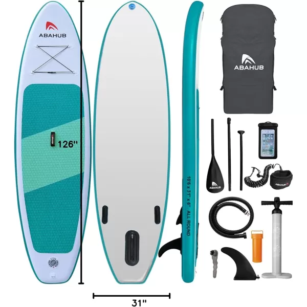 Abahub Inflatable SUP Wide 106quot x 31quot34quot x 106quot iSUP Blue Standup Paddleboard with Adjustable SUP Kayak Paddle for Yoga Paddle Board Kayaking Surf Canoe Fishing31 Green lite