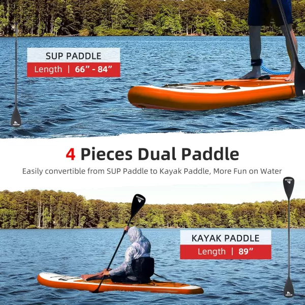 Abahub Inflatable SUP Wide 106quot x 31quot34quot x 106quot iSUP Blue Standup Paddleboard with Adjustable SUP Kayak Paddle for Yoga Paddle Board Kayaking Surf Canoe Fishing31 Orange