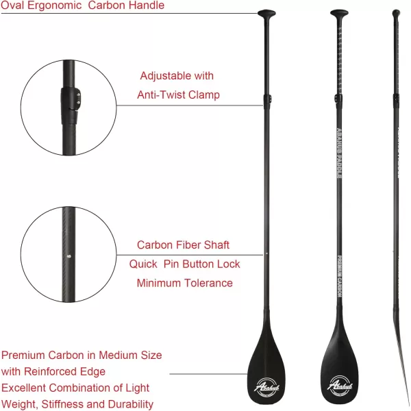 Abahub Premium Carbon Fiber SUP Paddle 3Piece Adjustable Stand Up Paddle Full Carbon Shaft ampamp Blade  Bag