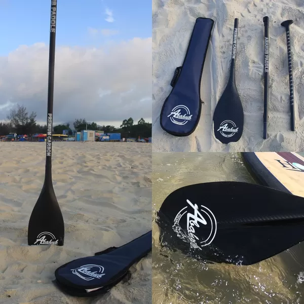 Abahub Premium Carbon Fiber SUP Paddle 3Piece Adjustable Stand Up Paddle Full Carbon Shaft ampamp Blade  Bag