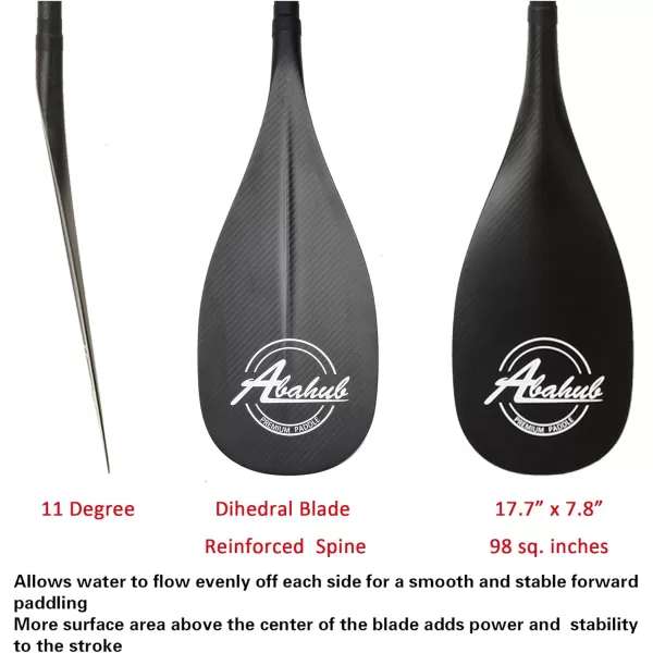 Abahub Premium Carbon Fiber SUP Paddle 3Piece Adjustable Stand Up Paddle Full Carbon Shaft ampamp Blade  Bag