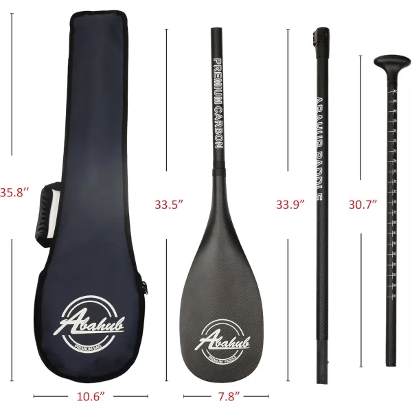 Abahub Premium Carbon Fiber SUP Paddle 3Piece Adjustable Stand Up Paddle Full Carbon Shaft ampamp Blade  Bag