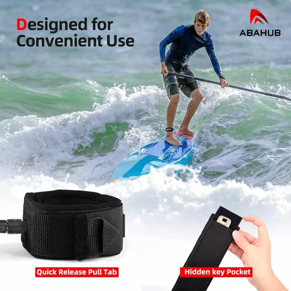 Abahub Premium Coil SUP Leash 10 ft Coiled Paddle Board Leashes 72mm Thick Legrope Strap for Longboard Surfboards Standup Paddleboards iSUP Replacement Leg Rope 8 Colorsblue