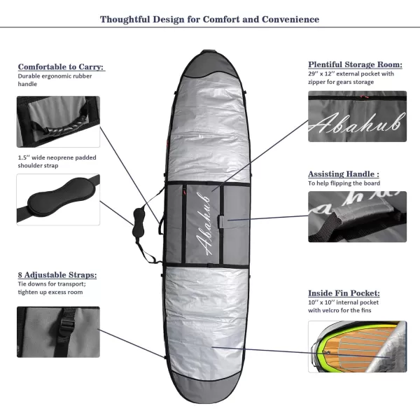 Abahub Premium SUP Travel Bag Foam Padded Standup Paddleboard Cover Case Paddle Board Carrying Bags for Paddleboarding Outdoor Airplane Car Truck110 x 33