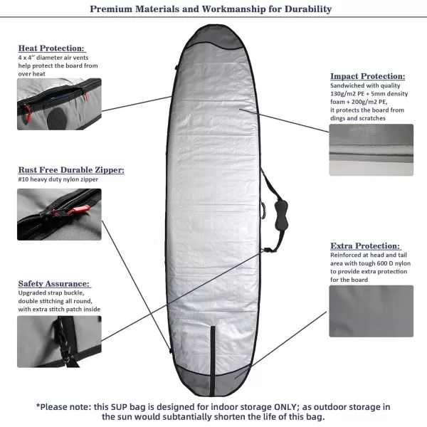 Abahub Premium SUP Travel Bag Foam Padded Standup Paddleboard Cover Case Paddle Board Carrying Bags for Paddleboarding Outdoor Airplane Car Truck120 x 33