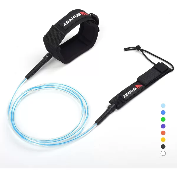 Abahub Premium Surfboard Leash 678910 ft Straight Surf Board Leashes 67mm Legrope Strap for Shortboard LongboardClear Blue Core