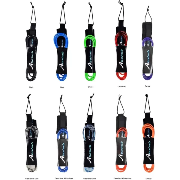 Abahub Premium Surfboard Leash 678910 ft Straight Surf Board Leashes 67mm Legrope Strap for Shortboard LongboardClear Blue Core