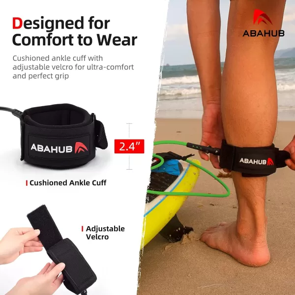 Abahub Premium Surfboard Leash 678910 ft Straight Surf Board Leashes 67mm Legrope Strap for Shortboard LongboardClear Blue Core