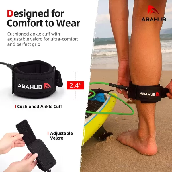 Abahub Premium Surfboard Leash 678910 ft Straight Surf Board Leashes 67mm Legrope Strap for Shortboard LongboardClear Blue Core