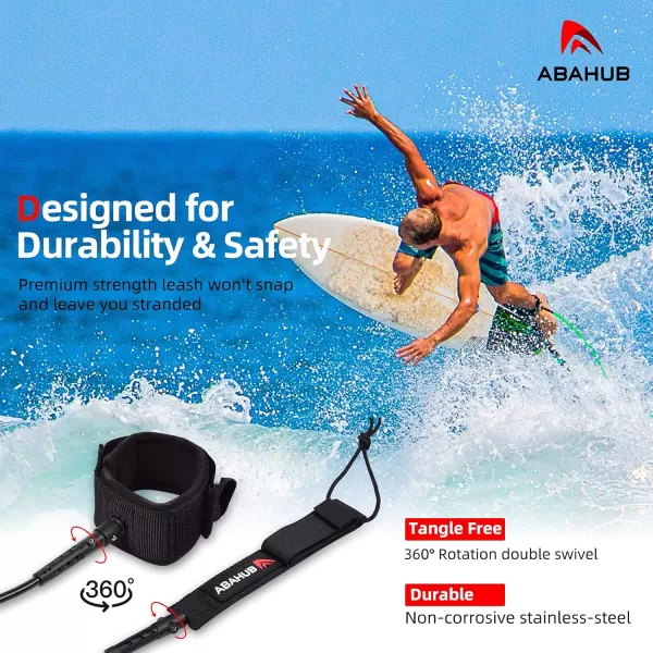Abahub Premium Surfboard Leash 678910 ft Straight Surf Board Leashes 67mm Legrope Strap for Shortboard LongboardClear Blue Core