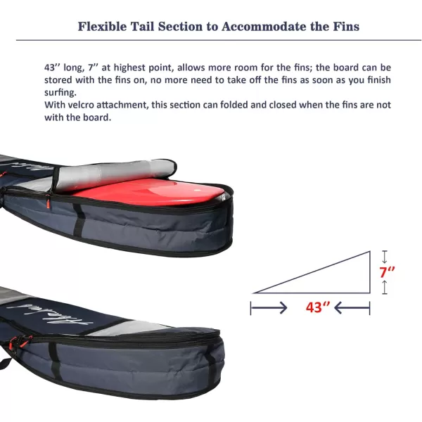 Abahub Premium Surfboard Travel Bag Foam Padded Surf Board Cover Shortboard Carrying Bags for Surfing Outdoor Airplane Car Truck60 66 70 76 80 86 90 96 100Dark Blue