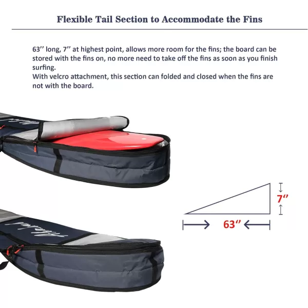 Abahub Premium Surfboard Travel Bag Foam Padded Surf Board Cover Shortboard Carrying Bags for Surfing Outdoor Airplane Car Truck60 66 70 76 80 86 90 96 100Dark Blue