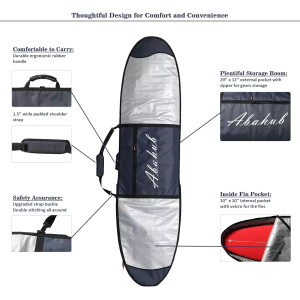 Abahub Premium Surfboard Travel Bag Foam Padded Surf Board Cover Shortboard Carrying Bags for Surfing Outdoor Airplane Car Truck60 66 70 76 80 86 90 96 100Dark Blue