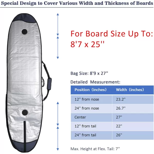 Abahub Premium Surfboard Travel Bag Foam Padded Surf Board Cover Shortboard Carrying Bags for Surfing Outdoor Airplane Car Truck60 66 70 76 80 86 90 96 100Dark Blue