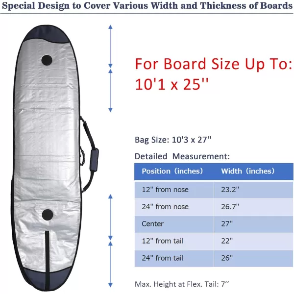 Abahub Premium Surfboard Travel Bag Foam Padded Surf Board Cover Shortboard Carrying Bags for Surfing Outdoor Airplane Car Truck60 66 70 76 80 86 90 96 100Dark Blue