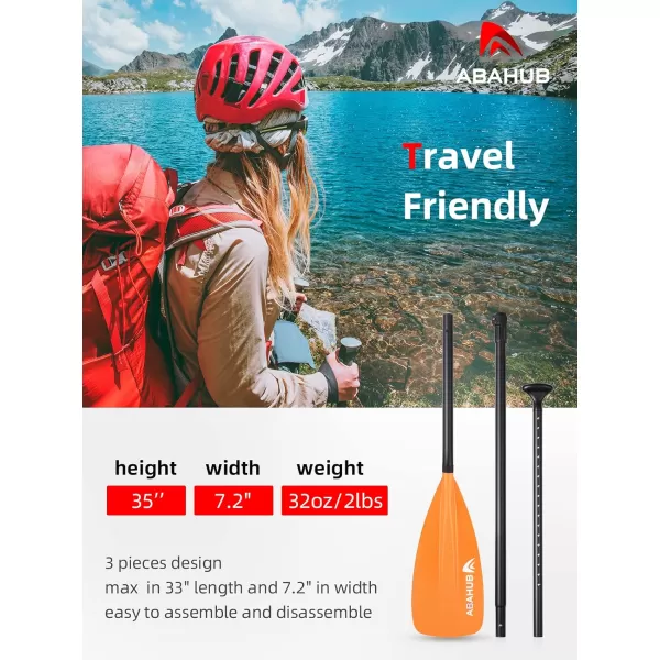 Abahub SUP Paddle  3 Piece Adjustable Paddles  Lightweight Standup Paddle Oars for Paddleboard Adjustable Aluminum Alloy Shaft 68quot  84quot BlackBlueGreenOrangeRedYellow Plastic Nylon Bladeorange