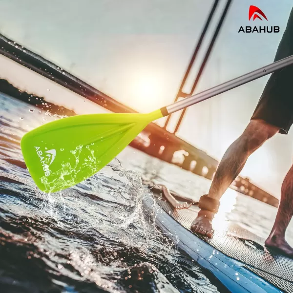 Abahub SUP Paddle  3 Piece Adjustable Paddles  Lightweight Standup Paddle Oars for Paddleboard Adjustable Aluminum Alloy Shaft 68quot  84quot BlackBlueGreenOrangeRedYellow Plastic Nylon BladeGreen Silver