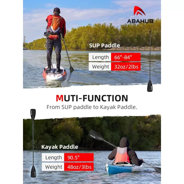 Abahub SUP Paddle  3 Piece Adjustable Paddles  Lightweight Standup Paddle Oars for Paddleboard Adjustable Aluminum Alloy Shaft 68quot  84quot BlackBlueGreenOrangeRedYellow Plastic Nylon Blade4 pcsblack