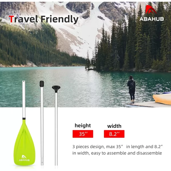 Abahub SUP Paddle  3 Piece Adjustable Paddles  Lightweight Standup Paddle Oars for Paddleboard Adjustable Aluminum Alloy Shaft 68quot  84quot BlackBlueGreenOrangeRedYellow Plastic Nylon BladeGreen Silver