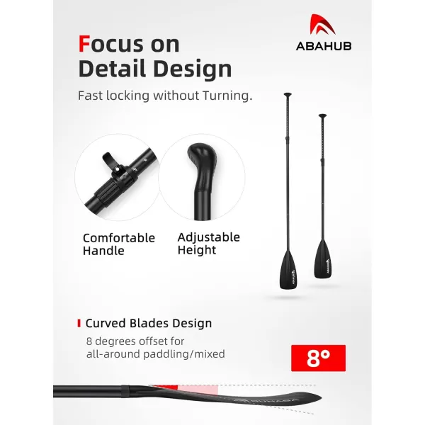 Abahub SUP Paddle  3 Piece Adjustable Paddles  Lightweight Standup Paddle Oars for Paddleboard Adjustable Aluminum Alloy Shaft 68quot  84quot BlackBlueGreenOrangeRedYellow Plastic Nylon Bladeblack