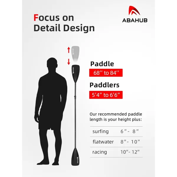 Abahub SUP Paddle  3 Piece Adjustable Paddles  Lightweight Standup Paddle Oars for Paddleboard Adjustable Aluminum Alloy Shaft 68quot  84quot BlackBlueGreenOrangeRedYellow Plastic Nylon Blade4 pcsblack