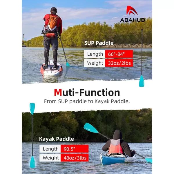 Abahub SUP Paddle  3 Piece Adjustable Paddles  Lightweight Standup Paddle Oars for Paddleboard Adjustable Aluminum Alloy Shaft 68quot  84quot BlackBlueGreenOrangeRedYellow Plastic Nylon Blade4 pcsteal