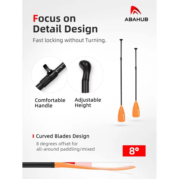 Abahub SUP Paddle  3 Piece Adjustable Paddles  Lightweight Standup Paddle Oars for Paddleboard Adjustable Aluminum Alloy Shaft 68quot  84quot BlackBlueGreenOrangeRedYellow Plastic Nylon Bladeorange